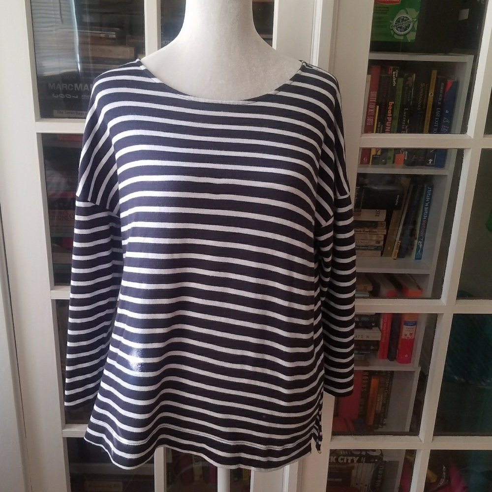 Striped Boatneck Long Sleeve Shirt XL